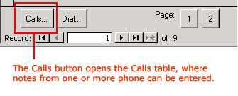 Calls Button on the Contacts Form