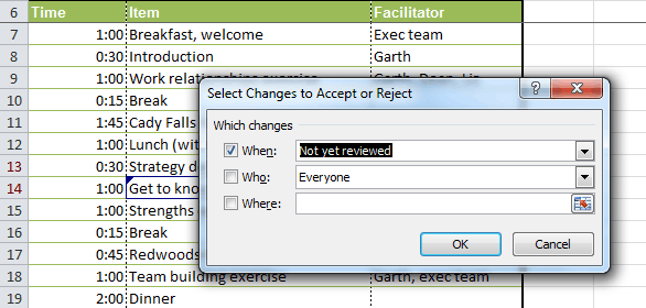 Identifying which changes to accept or reject