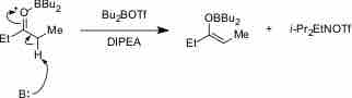 Weak base catalyzing enolate formation